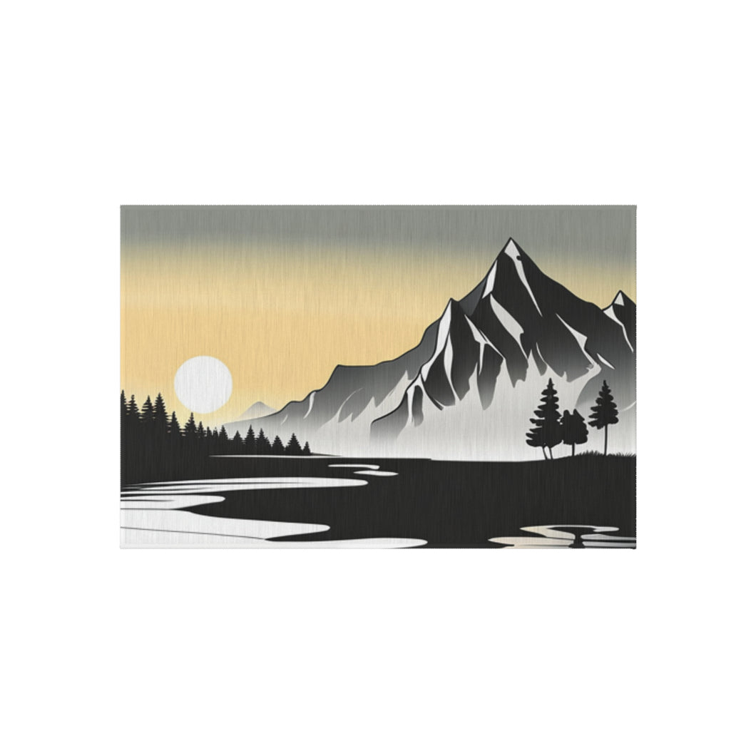 Cool Mountain Scene Outdoor Rug