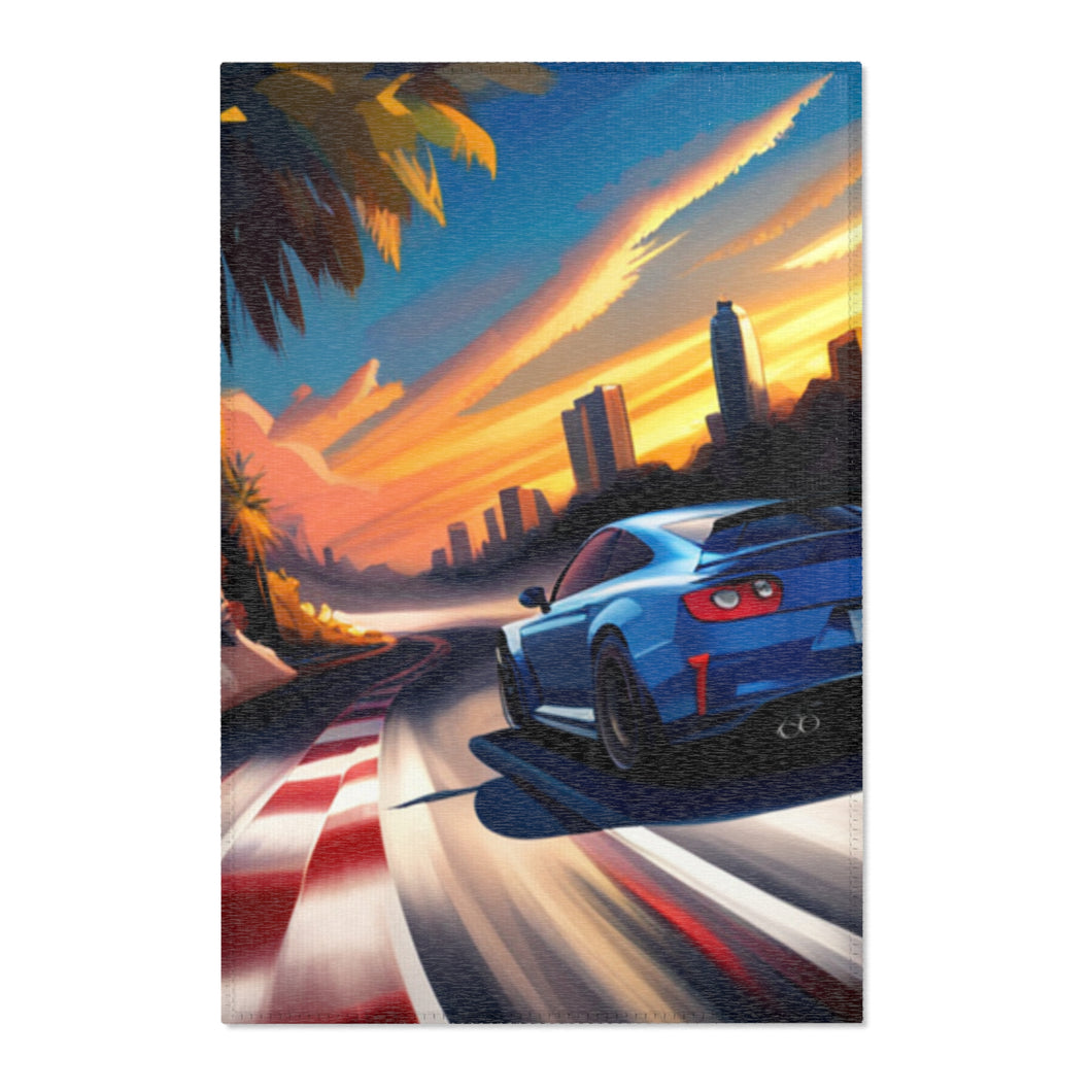 Blue Car Racing Area Rug