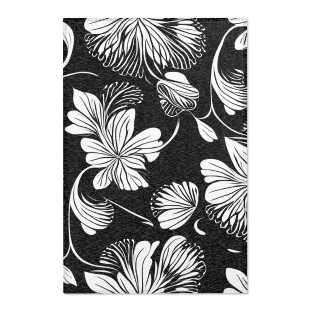 Black/White Floral Rug