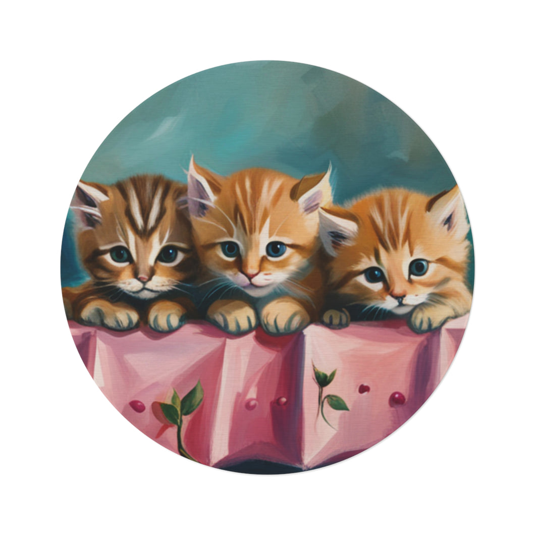 Three Kittens Round Rug