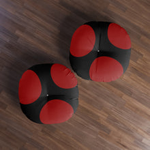 Load image into Gallery viewer, Black/Red Tufted Floor Pillow, Round
