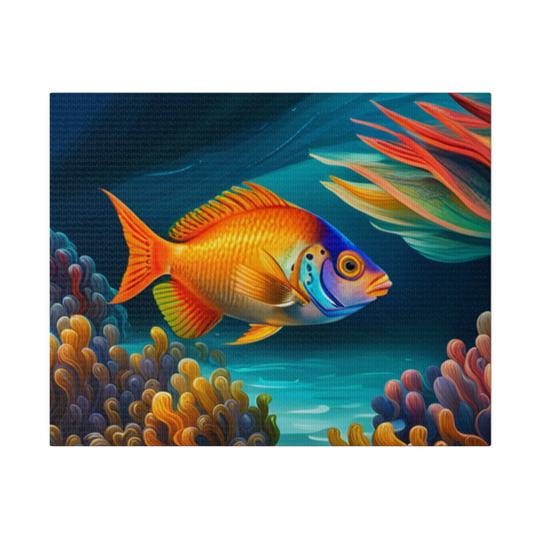 Colorful Fish Matte Canvas, Stretched, 0.75