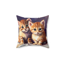 Load image into Gallery viewer, Two Kittens Spun Polyester Square Pillow
