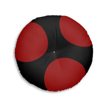 Load image into Gallery viewer, Black/Red Tufted Floor Pillow, Round
