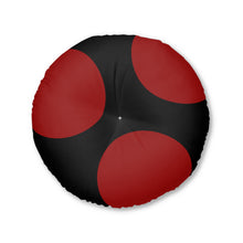 Load image into Gallery viewer, Black/Red Tufted Floor Pillow, Round
