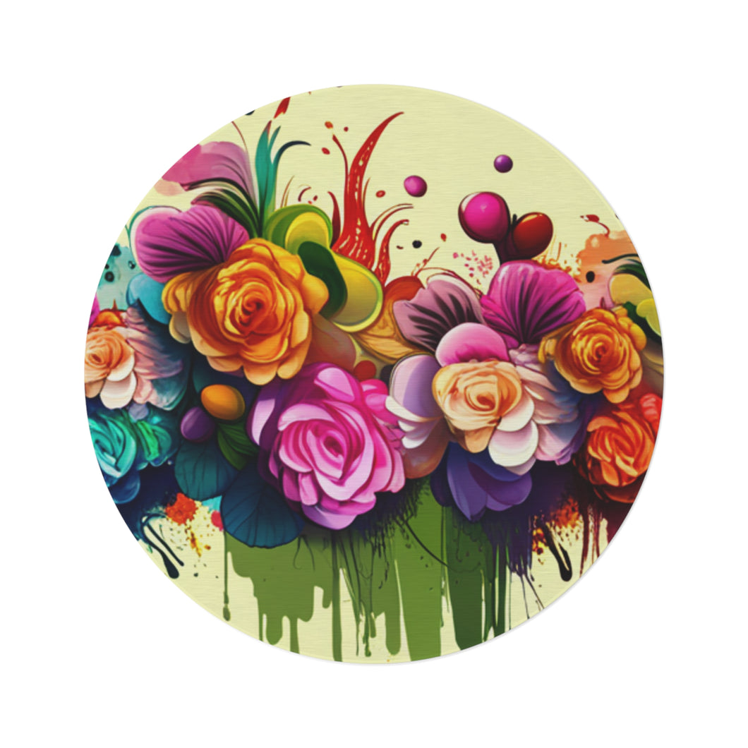 Colorful Floral Round Rug