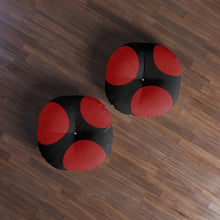 Load image into Gallery viewer, Black/Red Tufted Floor Pillow, Round
