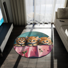 Load image into Gallery viewer, Three Kittens Round Rug
