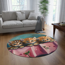 Load image into Gallery viewer, Three Kittens Round Rug
