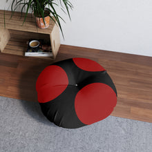 Load image into Gallery viewer, Black/Red Tufted Floor Pillow, Round
