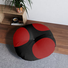 Load image into Gallery viewer, Black/Red Tufted Floor Pillow, Round
