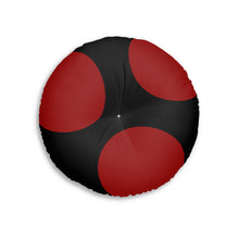 Load image into Gallery viewer, Black/Red Tufted Floor Pillow, Round
